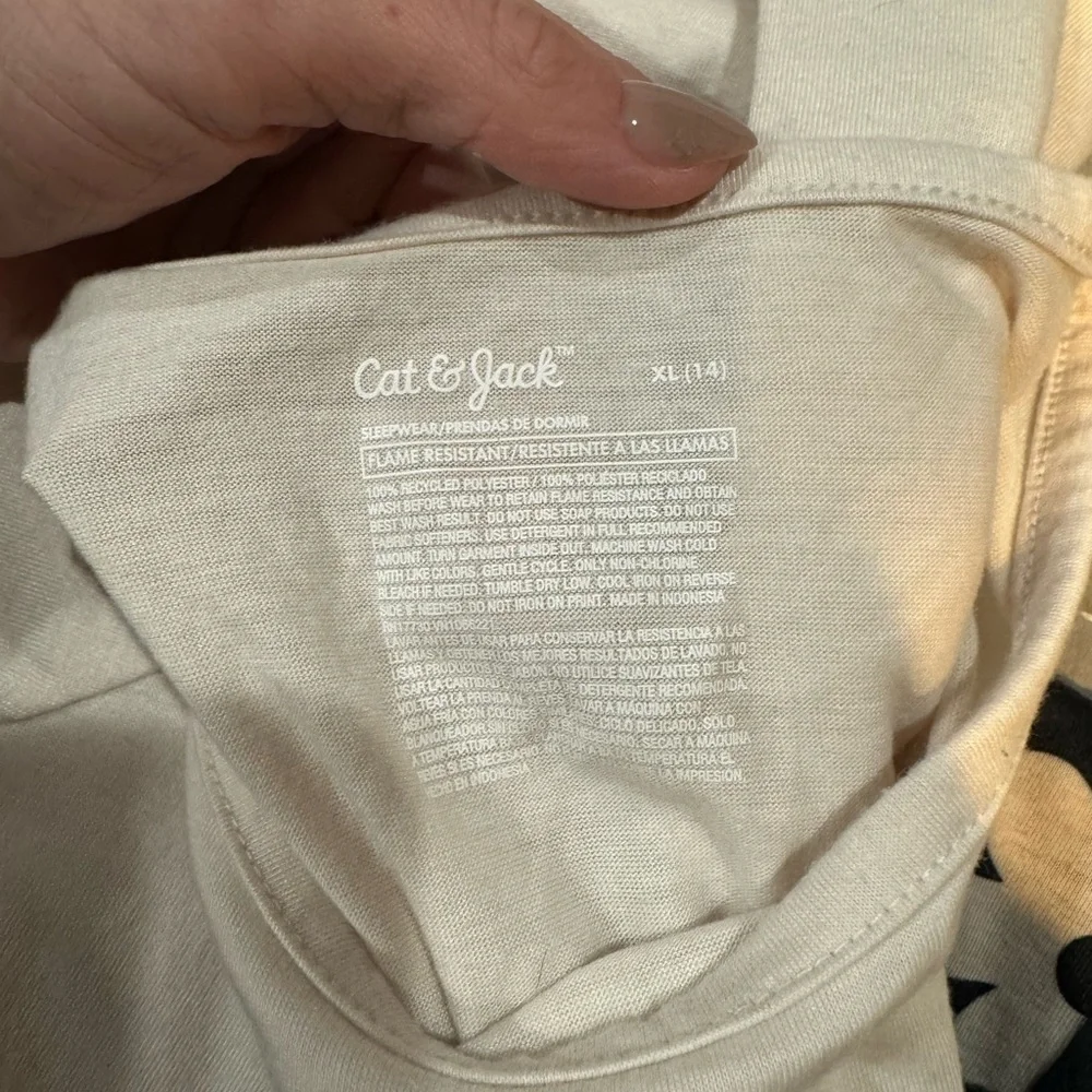 Cat & Jack Cream Pajamas with Black Floral Design